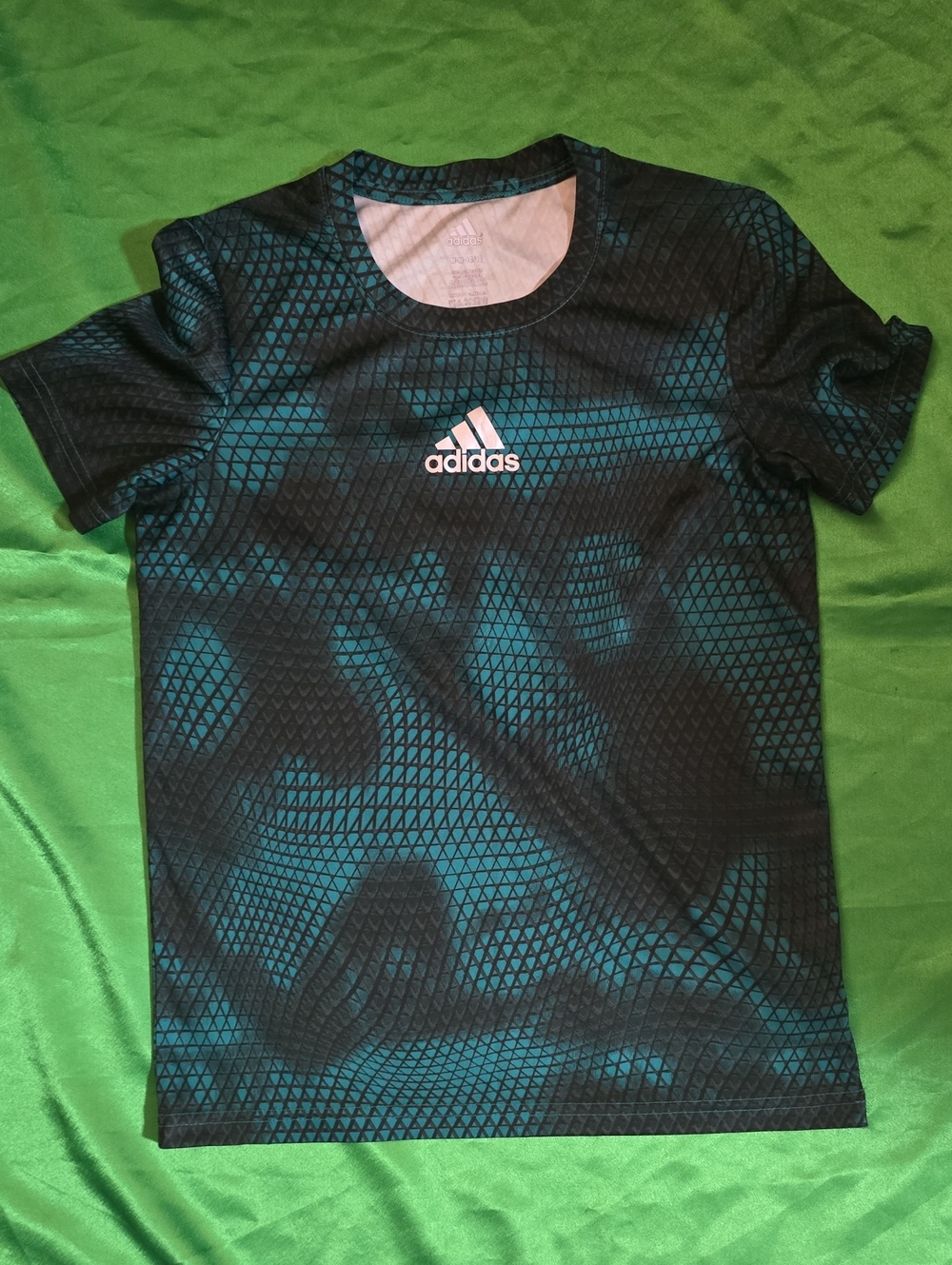adidas Black & Teal Geometric Short Sleeve Tee
